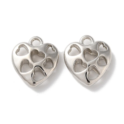 Platinum CCB Plastic Pendants, Heart Charms, Platinum, 20x18x5.5mm, Hole: 2mm