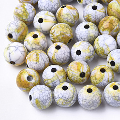 Золотистый Бисера треск акриловые, бусы из искусственного камня, круглые, золотые, 9~9.5 мм, Отверстие : 2 мм , около 950 шт / 500 г