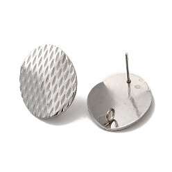 Нержавеющая Сталь Цвет Не тускнеет 304 фурнитура для сережек-гвоздиков из нержавеющей стали, с вертикальной петлей, текстурированный овал, цвет нержавеющей стали, 20x16 мм, отверстие : 2.5 мм, штифты : 0.7 мм