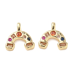 Настоящее золото 18K Рамадан и Ид Мубарак, латунные подвески с микропаве и разноцветными кубическими циркониями, радужные прелести, реальный 18 k позолоченный, 16.5x17x3.5 мм, отверстие : 4.5x2 мм