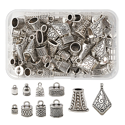 Античное Серебро Концы / терминаторы шнуров из сплава тибетского стиля, античное серебро, 12.5x8.5x1.8 см, 100 шт / коробка