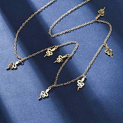 Настоящее золото 18K 304 ожерелья из нержавеющей стали в виде змеиных кисточек, ионное покрытие (ip), реальный 18 k позолоченный, 16.22 дюйм (41.2 см) в длину + 58 удлинитель мм