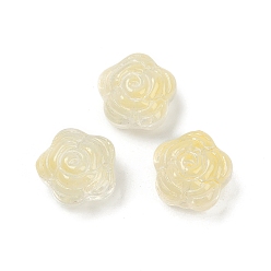 Шампанско-Желтый Прозрачные стеклянные бусины, цветы розы, спекающийся лак, шампанское желтый, 11.5x12x8.5 мм, отверстие : 1.2 мм