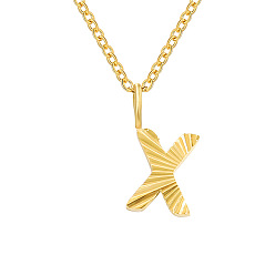 Letter X Персонализированные ожерелья с кулоном в виде инициалов из нержавеющей стали с текстурой алфавита для женщин и мужчин, золотые, Письмо X, 16.54 дюйм (42 см)