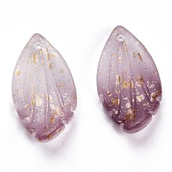 Rosigbraun Transparente Glas-Anhänger, mit Goldfolie, petaline, rosigbraun, 18x10x3 mm, Bohrung: 1.2 mm