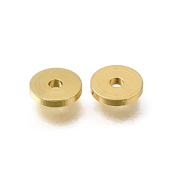 Golden Brass Beads, Flat Round, Rack Plating, Long-Lasting Plated, Golden, 6x0.5mm, Hole: 1mm