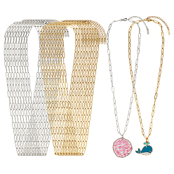 Real 18K Gold Plated & Stainless Steel Color 10 шт. 2 цвета 304 ожерелья из нержавеющей стали со скрепками, реальный 18 k позолоченный и цвет нержавеющей стали, 21.26 дюйм (54 см), 5 шт / цвет