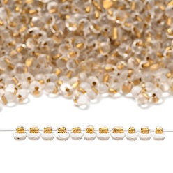 (DPF35) Sparkling Metallic Gold Lined Crystal Миюки 3.4мм капельные бусины, японский бисер, внутри цветов, (dpf35) сверкающий металлический кристалл с золотым покрытием, 3.4x3 мм, отверстие : 0.65 мм, Около 180 шт / 10 г