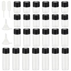 Black Mini Glass Spray Bottles, with Plastic Funnel Hopper, Disposable Plastic Dropper, Black, Glass Spray Bottles: 40pcs