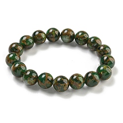 Зеленый Круглые синтетические золотые клинквантовые камни растягивающиеся брекеты, окрашенные брекеты для мужчин и женщин, зелёные, внутренний диаметр: 2-1/8 дюйм (5.5 см)