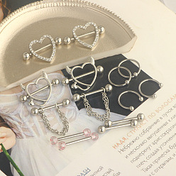 Нержавеющая Сталь Цвет 316l набор колец для сосков из хирургической нержавеющей стали, булавки для пирсинга сосков, цвет нержавеющей стали, 14~19 мм, штифты : 1.6 мм, 7 пар / набор