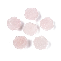 Rose Quartz Natural Rose Quartz Carved Beads, Rose Flower, Half Drilled, 15~17x15~17x7~10mm, Hole: 1~1.2mm