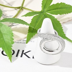 Платина Кольца-манжеты из латуни с микропаве из прозрачного кубического циркония для женщин и мужчин, без кадмия и без свинца, платина, 24 мм, регулируемый