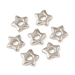 Platinum CCB Plastic Pendants, Star Charm, Platinum, 14x14.5x4mm, Hole: 4.5mm