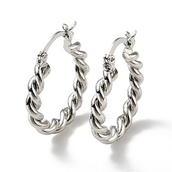 Настоящее золото 18K Серьги-кольца из латуни для женщин, без свинца, без кадмии и без никеля, Реальная платина, 28x24x4 мм, штифты : 0.5 мм