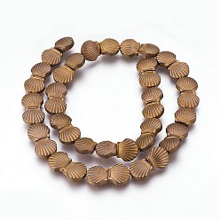 Коричневое Покрытие Гальванические немагнитная синтетический гематит бисер пряди, матовые, оболочка, кофе покрытием, 10.5x10x4 мм, отверстие : 1 мм, около 40 шт / нитка, 15.55 дюйм (39.5 см)