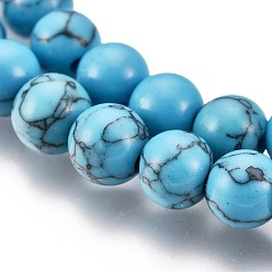 Dark Turquoise Synthetic Turquoise Beads Strands, Round, Dyed, Dark Turquoise, 10mm, Hole: 1mm, about 39pcs/strand, 15.5 inch