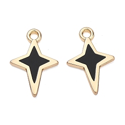 Черный Подвески из эмали и сплава, звезды прелести, стойки покрытие, золотые, чёрные, 16.5x11.5x1.4 мм, отверстие : 1.6 мм