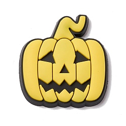 Yellow Halloween Theme PVC Cabochons, Pumpkin, Yellow, 30x28x4mm
