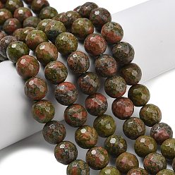 Унакит Природные Unakite бисер нитей, граненые, круглые, 12 мм, отверстие : 1.2 мм, около 32~33 шт / нитка, 14.76~15.16'' (37.5~38.5 см)