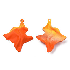 Dark Orange Spray Painted Iron Pendants, Wave, Dark Orange, 45x37x7mm, Hole: 1.6mm