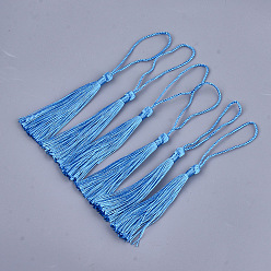 Озёрно--синий Полиэстер кисточка большие подвесные украшения, Плут синий, 80~90x6~7 мм