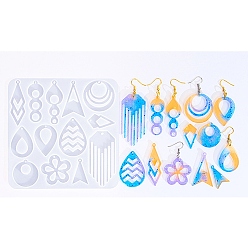 Белый Силиконовые формы, формы для литья подвесок, для уф-смолы, изготовление изделий из эпоксидной смолы, белые, 121x122x4.5 мм, отверстие : 2 мм