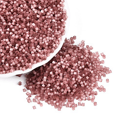 Indian Red Imitation Cat Eyes Glass Seed Beads, Dyed, Cylinder, Indian Red, 1.6x1.3mm, Hole: 0.8mm, about 60000pcs/pound