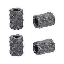 Metallgrau 4Stück Messing europäische Perlen, Großloch perlen, Kolumne, Metallgrau, 15x11 mm, Bohrung: 6 mm
