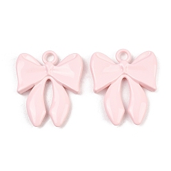 Pink Подвески из сплава , бантом прелести, окрашеные, без кадмия и без свинца и без никеля, розовые, 35x30x4.5 мм, отверстие : 4 мм