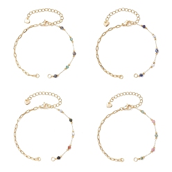 (52) Непрозрачная лаванда 316 Изготовление браслета из круглых граненых бусин из нержавеющей стали и 304 браслета из скрепки из нержавеющей стали, золотые, разноцветные, 6.69 дюйм (17 см)