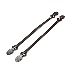 Coconut Brown Leaf End Cowhide Leather Sew On Bag Handles, with Brass Findings, Bag Strap Replacement Accessories, Coconut Brown, 59.7x4x1.3cm, Hole: 1.6mm