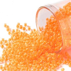 (801F) Frosted Luminous Neon Tangerine Круглые бусины toho, японский бисер, (801 f) матовый светящийся неоновый мандарин, 11/0, 2.2 мм, отверстие : 0.8 мм, о 1110шт / бутылка, 10 г / бутылка