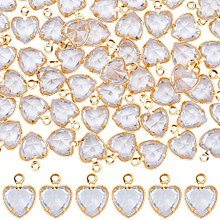 Сердце 60подвески из латуни с микропаве из кубического циркония, реальный 18 k позолоченный, сердце, 9x6.5x3.5 мм, отверстие : 1 мм