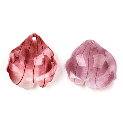 Индийский Красный Непрозрачные акриловые подвески, цветок, Индийская красная, 25~27x25~27x5~8 мм, отверстие : 1.5~2 мм