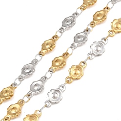 Золотой & Цвет Нержавеющей Стали 304 из нержавеющей стали цепи связи цветок, пайки, ионное покрытие (ip), золотые и нержавеющая сталь цвет, 5.5x10.5x1.5 мм