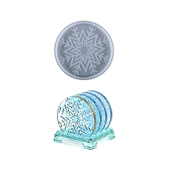 White DIY Doily/Pedestal Silicone Molds, for Cup Mat Making, Resin Casting Pendant Molds, For UV Resin, Epoxy Resin Jewelry Making, Flat Round with Snowflake, White, 125x9.5mm, Inner Diameter: 115mm