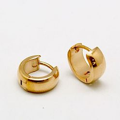 Розовое Золото Персонализированные унисекс 304 из нержавеющей стали английском замке Серьги-кольца, толстые серьги-кольца, розовое золото , 8.5~9x9~10x3.5~4 мм, штифты : 0.5 мм