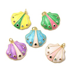 (52) Непрозрачная лаванда Латунные микро проложить кубического циркония подвески, формы раковины, с эмалью, без свинца и без кадмия, долговечный, стойки покрытие, реальный 18 k позолоченный, с целью перехода в кольце, разноцветные, 21x21.5x4 мм, отверстие : 3.4 мм