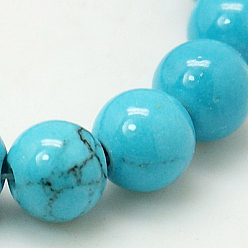 Deep Sky Blue Natural Mashan Jade Round Beads Strands, Dyed, Deep Sky Blue, 4mm, Hole: 1mm, about 98pcs/strand, 15.7 inch