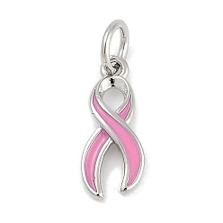 Бледно-Розовый Латунь эмаль прелести, с целью перехода в кольце, осознание лента прелести, долговечный, без свинца и без кадмия, стойки покрытие, платина, розовый жемчуг, 13.5x5.5x2 мм