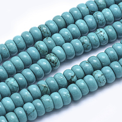Turquoise Natural Magnesite Beads Strands, Dyed, Rondelle, Turquoise, 8x4mm, Hole: 1mm, about 89pcs/strand, 15.5 inch(39.5cm)