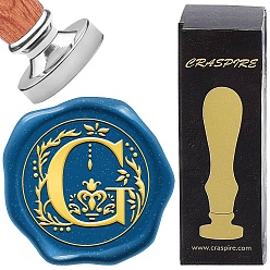 Letter G Наборы штампов для скрапбукинга своими руками, 1поликарбонатная латунная восковая печать с серебряным покрытием и 1поликарбонатной деревянной ручкой, Буква G, штамп: 25x15 мм