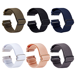 Mixed Color 6Pcs 6 Colors Nylon Watch Bands, with Plastic Buckle, Mixed Color, 120~200x22x5.5~9.5mm, 1pc/color