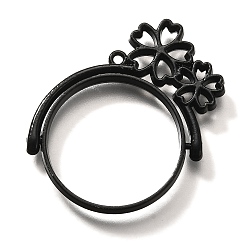 Черный Вращающиеся подвески из сплава с открытым безелем, для diy уф смолы, эпоксидная смола, без кадмия, без никеля и без свинца, плоский круглый с 5 -лепестковым цветком, чёрные, 37.5x38x3.5 мм, отверстие : 1.6 мм