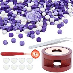 Violet DIY Stamp Making Kits, Including Seal Stamp Wax Stick Melting Pot Holder, Brass Wax Sticks Melting Spoon, Paraffin Candles and 304 Stainless Steel Beading Tweezers, Violet, 0.9cm, 511pcs/set