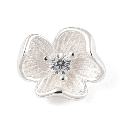 Серебро 925 подвески-цветы из стерлингового серебра с микропаве из прозрачных кубических цирконий, с печатью 925, серебряные, 6x7x4 мм, отверстие : 0.5 мм