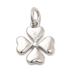 Платинированный Латунь прелести, клевер, долговечный, стойки покрытие, с целью перехода в кольце, Реальная платина, 12.5x10.5x2 мм, отверстие : 3.2 мм