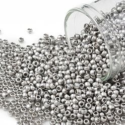(714F) Metallic Matte Silver Круглые бусины toho, японский бисер, матовые, (714f) матовый серебристый металлик, 11/0, 2.2 мм, отверстие : 0.8 мм, Около 1110 шт / 10 г