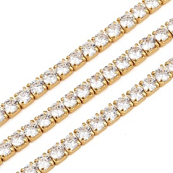 Настоящее золото 18K 925 цепочки из стерлингового серебра с прозрачным кубическим цирконием, для изготовления теннисных браслетов и ожерелий, реальный 18 k позолоченный, 3x3 мм